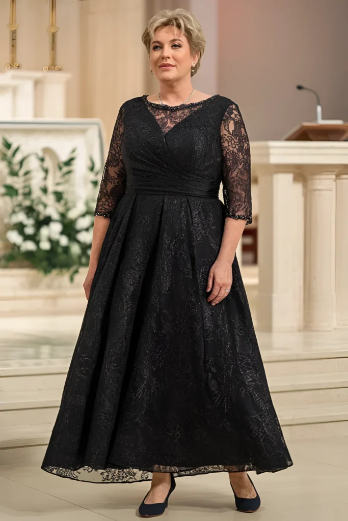 Plus Size Mother of the Bride Classic Black Gown Dress