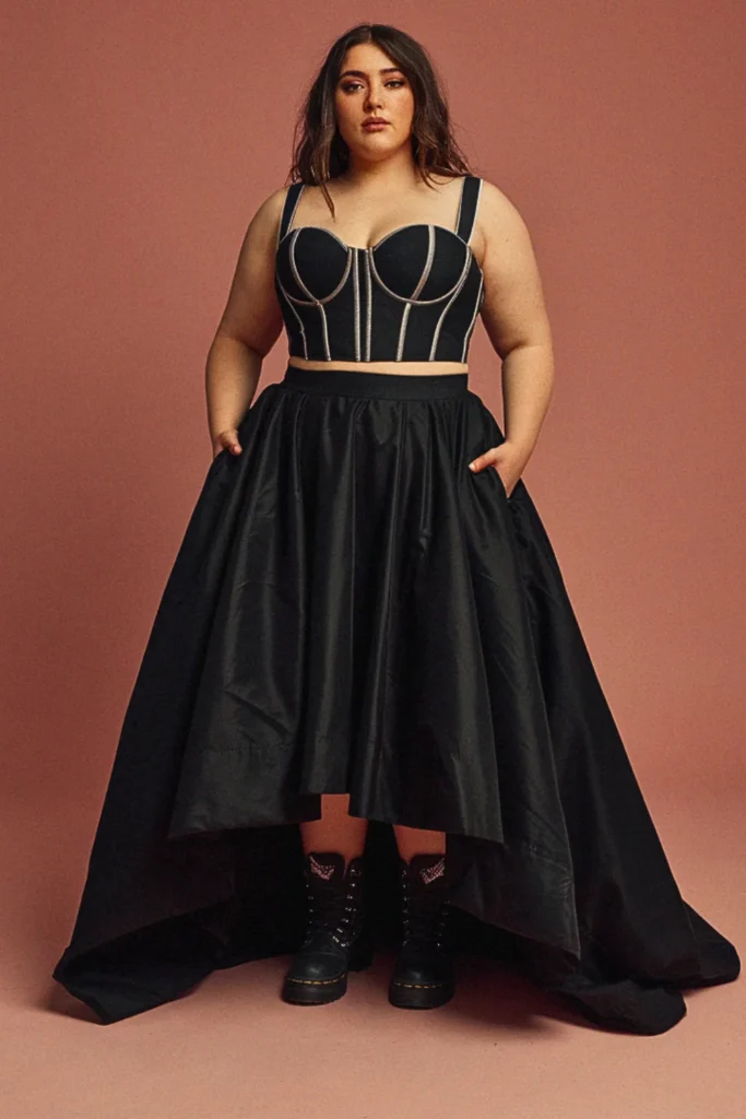 Plus Size Two-Piece Separates Black Wedding Ensemble