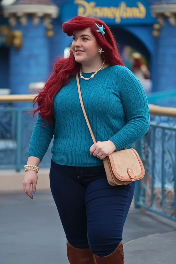 Plus Size Fall Ariel Mermaid Teal Sweater Disney Outfit