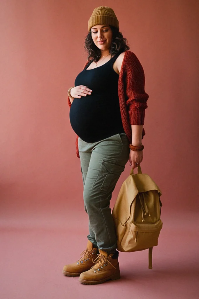 Plus Size Fall Tank and Shrug Maternity Outfit