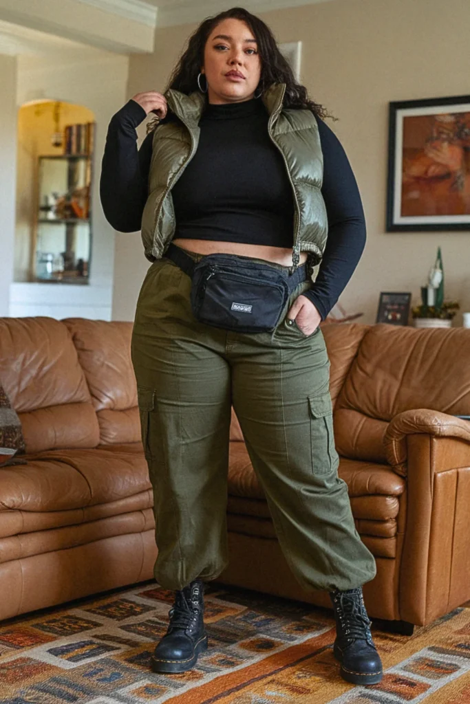 Plus Size Fall Cargo Pants Utility Autumn Outfit