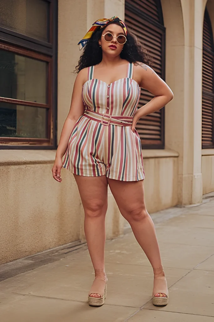 Plus Size Retro Denim Playsuit Summer Outfit