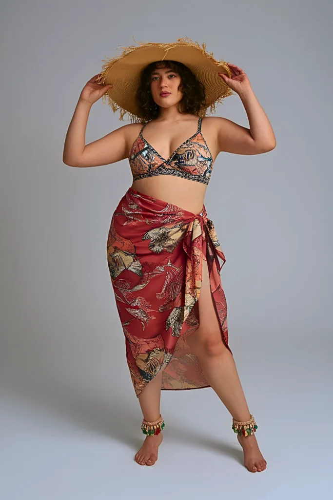 Plus Size Convertible Sarong & Bralette Beach Outfit