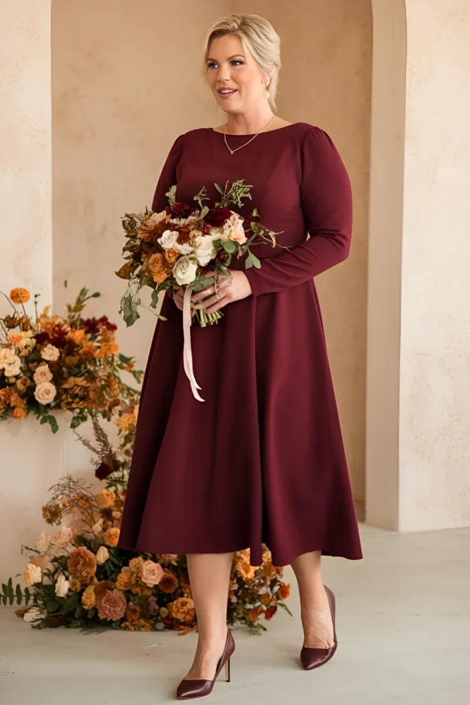 Plus Size Mother of the Bride Rich Burgundy Dress