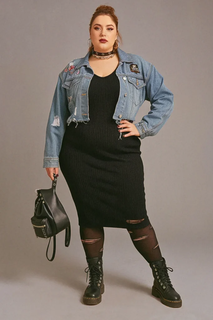 Plus Size Fall Knit Dress Grunge Outfit