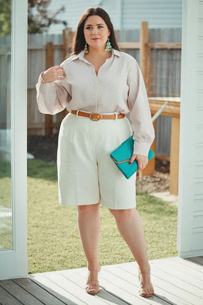 Plus Size Tailored Bermuda Shorts Summer Outfit