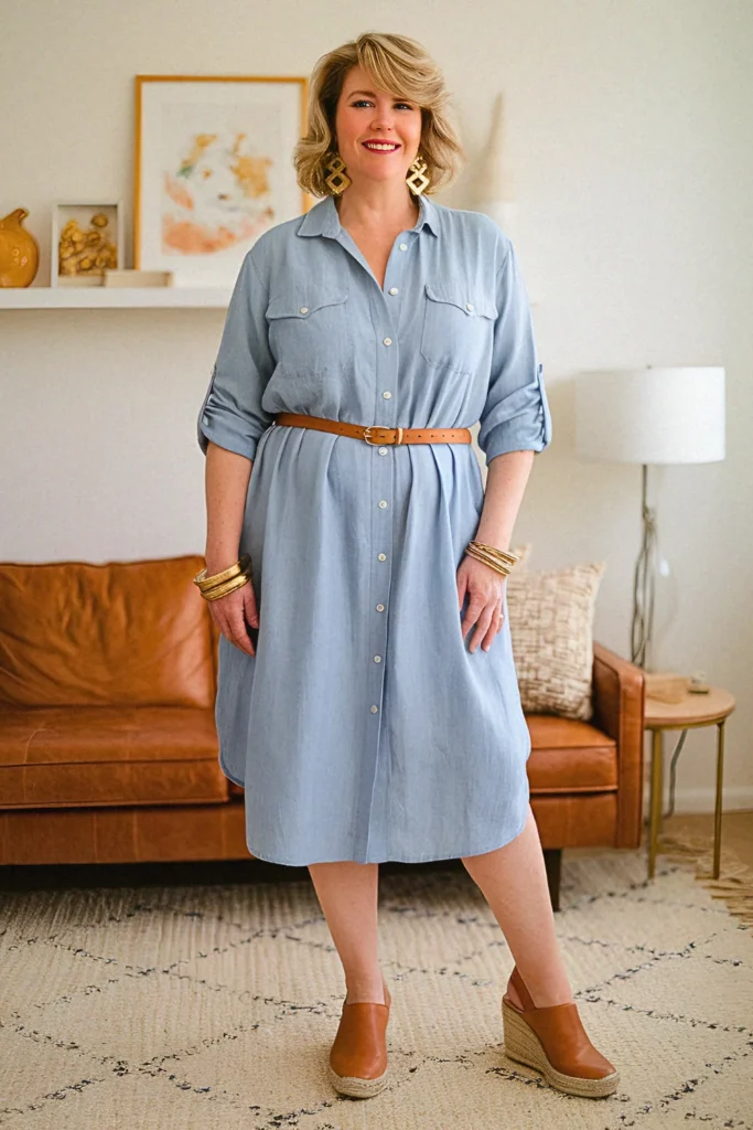 Plus Size Linen Shirt-Dress Summer Outfit