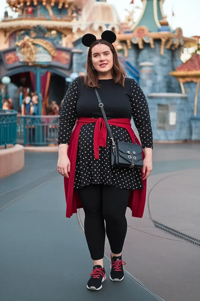 Plus Size Fall Mickey Mouse Polka Dot Comfort Disney Outfit