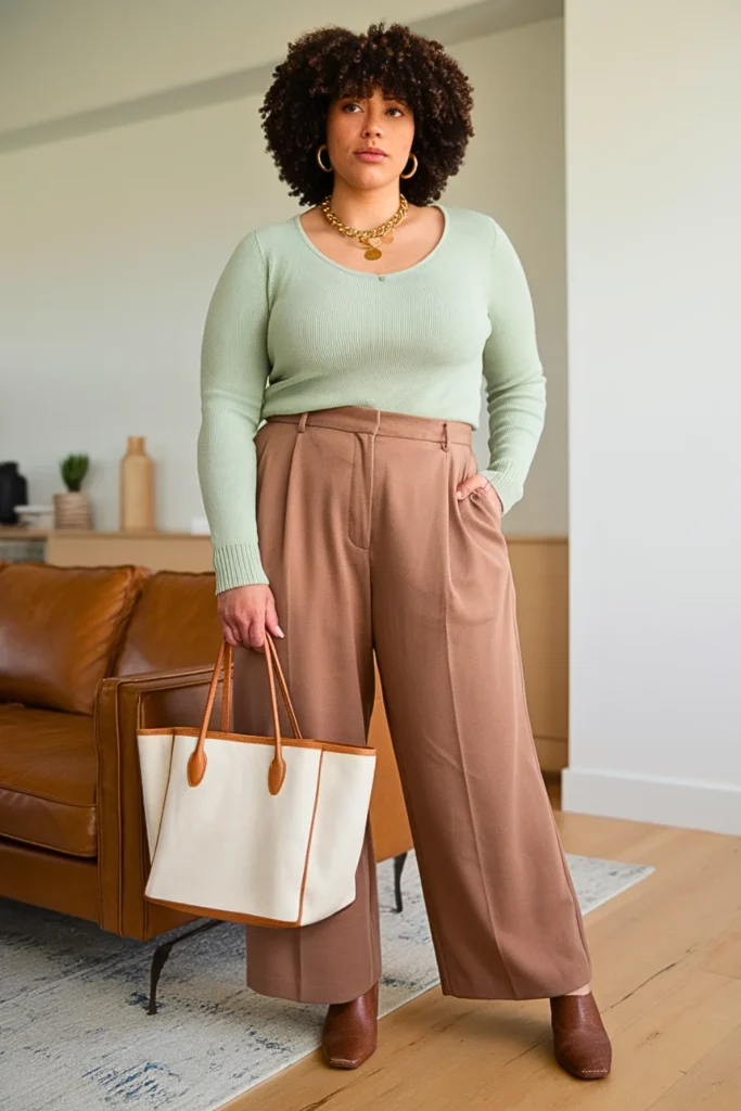 Plus Size Cute Knit Polo Autumn Outfit