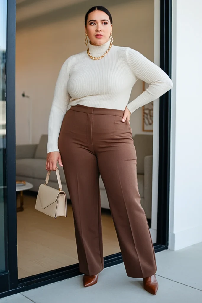 Plus Size Cute Mock Neck Sweater Autumn Outfit
