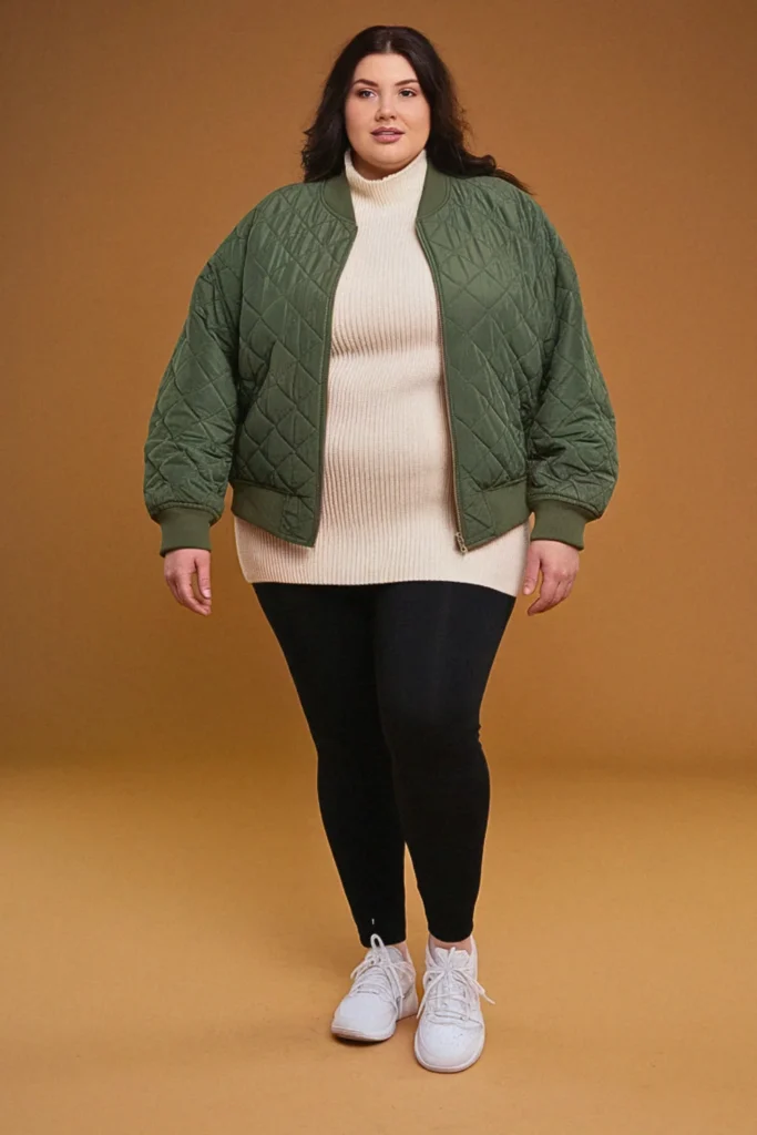 Plus Size Fall Quilted Jacket Birthday Outfit