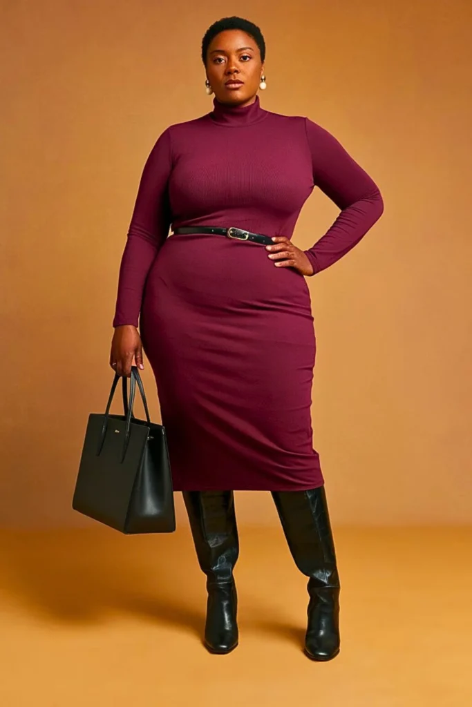 Plus Size Autumn Plum Dress Professional Work Outfit