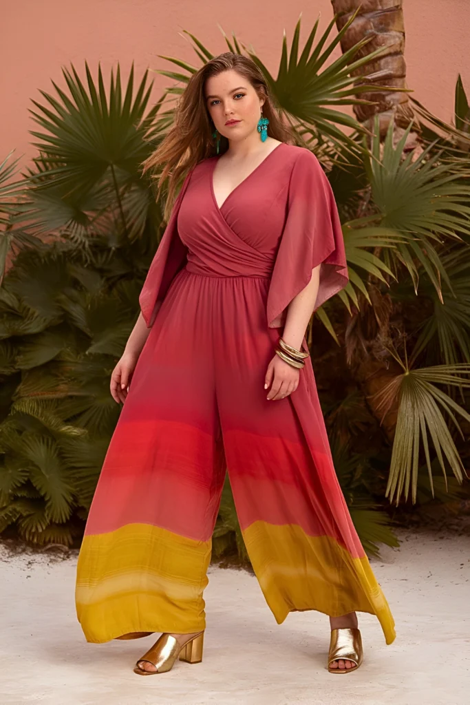 Plus Size Sunset OmbreÌ Jumpsuit Summer Outfit