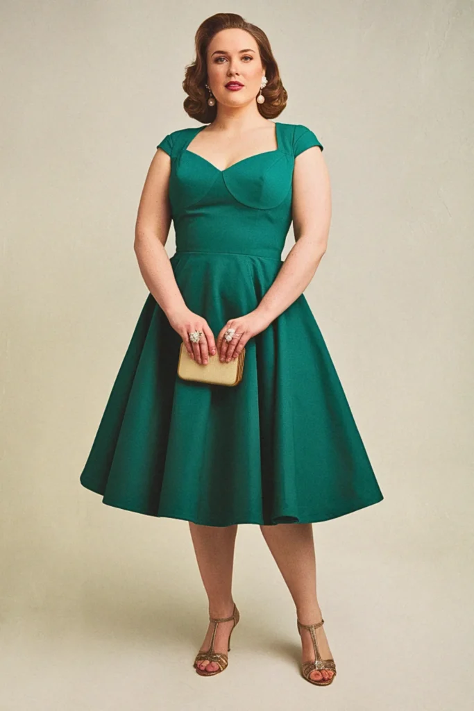 Plus Size Beach Vintage-Inspired Sweetheart Wedding Guest Dress