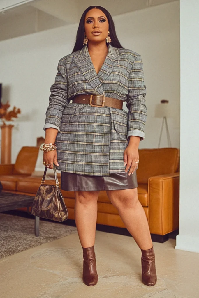 Plus Size Blazer Dress Mini Skirt Fall Outfit