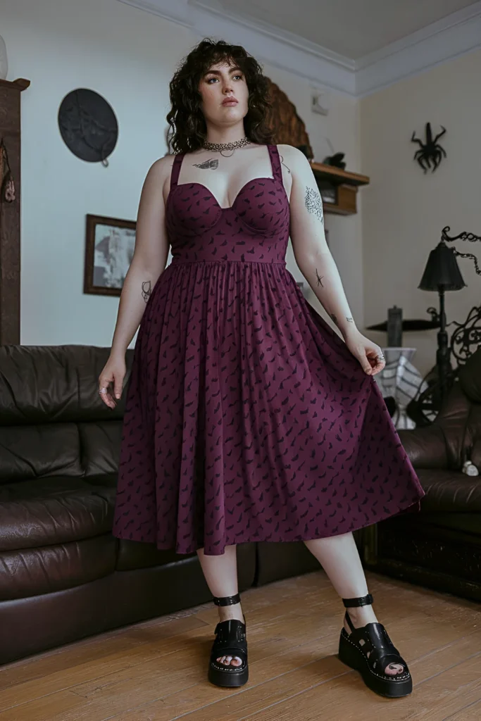 Plus Size Convertible Strap Summer Goth Outfit