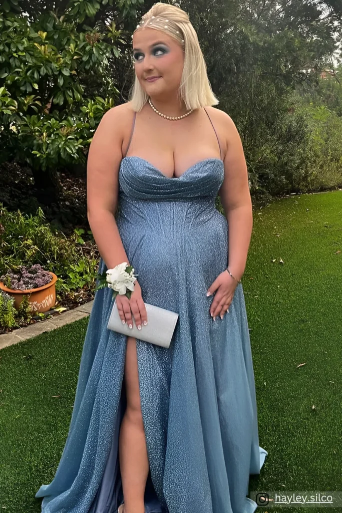 Plus Size Dove Gray Sweetheart Neckline Prom Dress