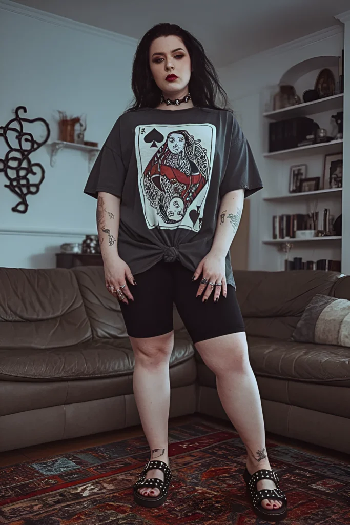 Plus Size Tarot Card Graphic Summer Goth Outfit