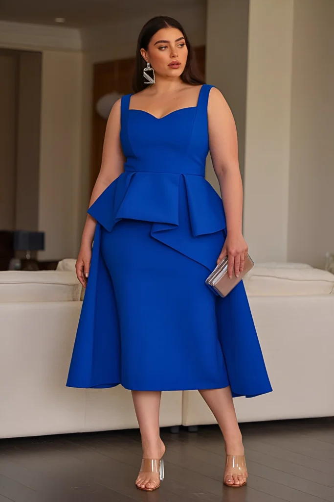 Plus Size Sculptural Neoprene Dress Summer Outfit