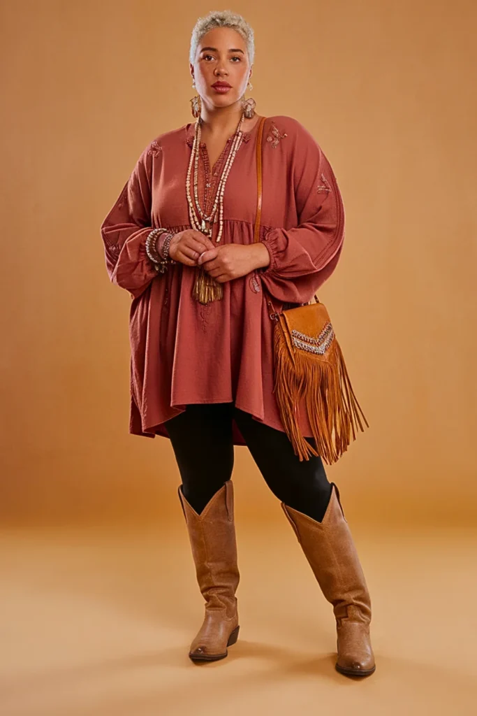 Plus Size Tunic and Leggings Bohemian Autumn Outfit