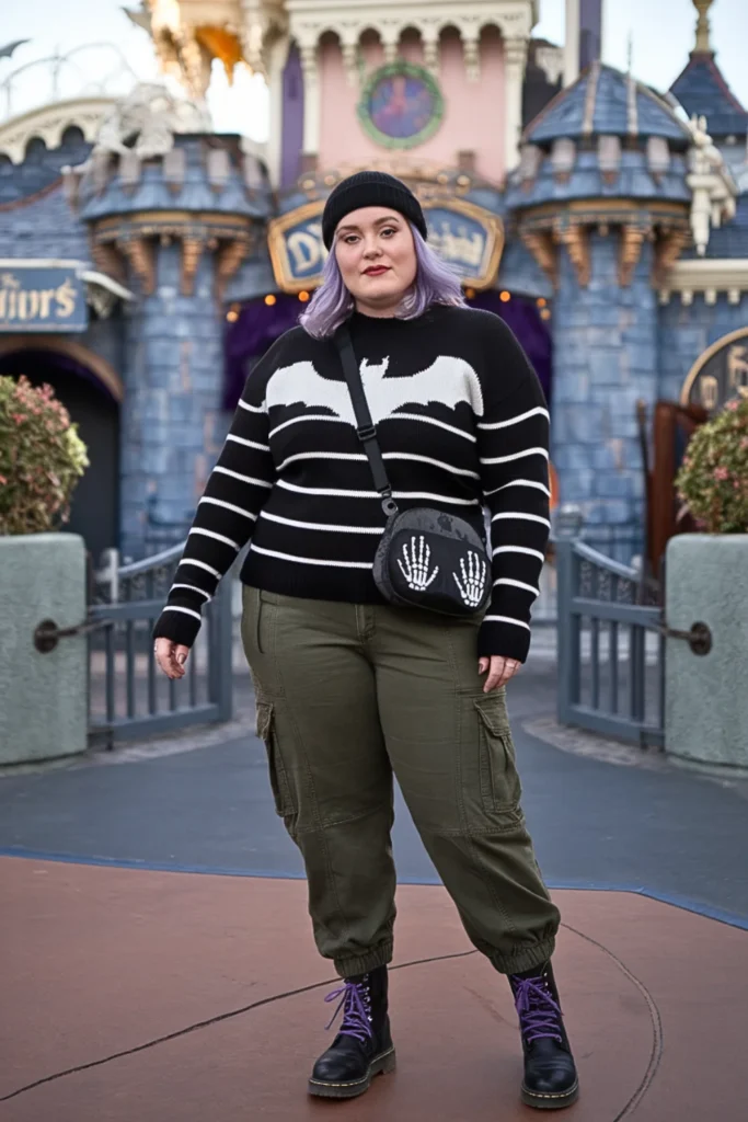 Plus Size Winter Nightmare Before Christmas Striped Sweater and Cargo Pants Disney Outfit