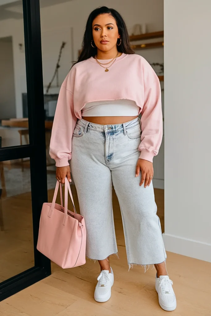 Plus Size Cute Pullover Sweatshirt Autumn Outfit