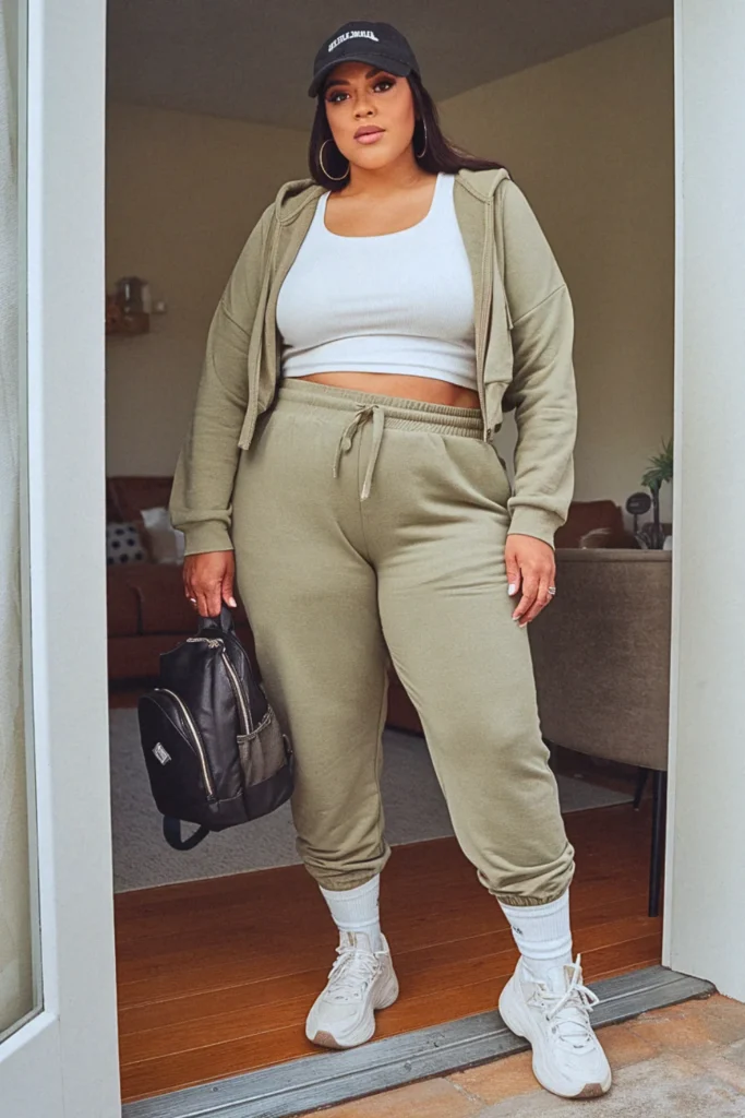 Plus Size Fall Sporty Jogger and Hoodie Mom Outfit