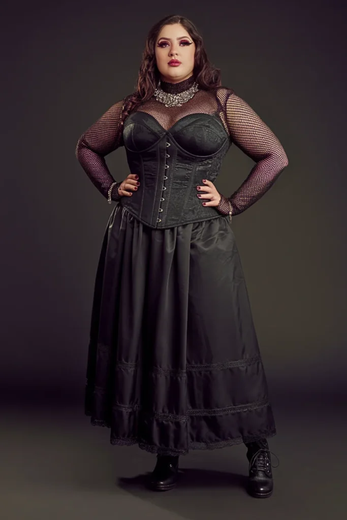Plus Size Goth Corset Top Victorian Fall Outfit