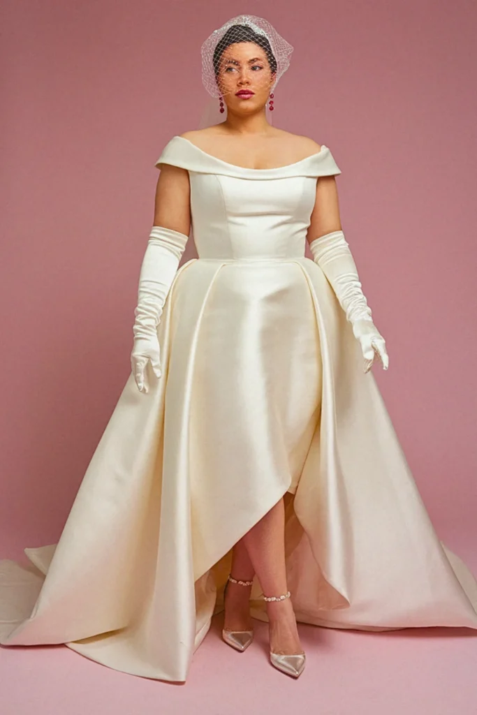 1940s-Inspired Bias-Cut Satin Wedding Dress with Cowl Back