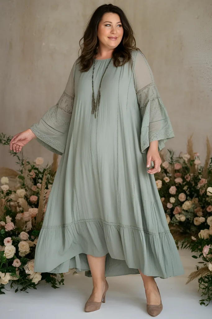 Plus Size Mother of the Groom Boho Style Flowy Dress