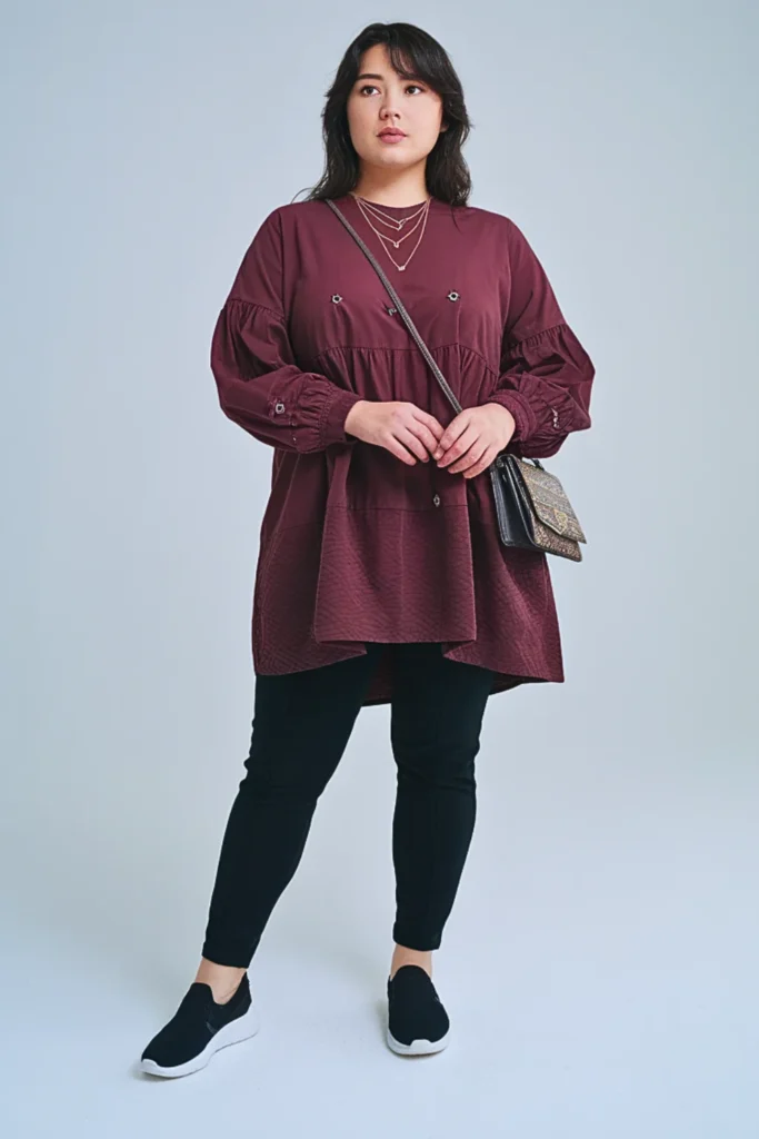 Plus Size Japanese Tunic Top Casual Autumn Outfit