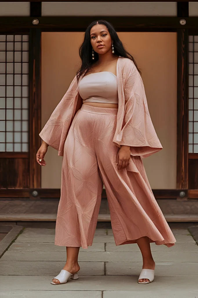 Plus Size Origami Pleated Set Summer Outfit