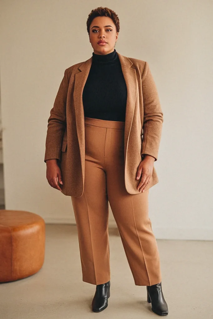 Plus Size Cute Sweater Blazer Work Fall Outfit