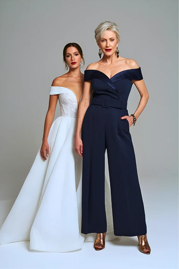 Modern Navy Blue Jumpsuit Mother of the Bride Outfit