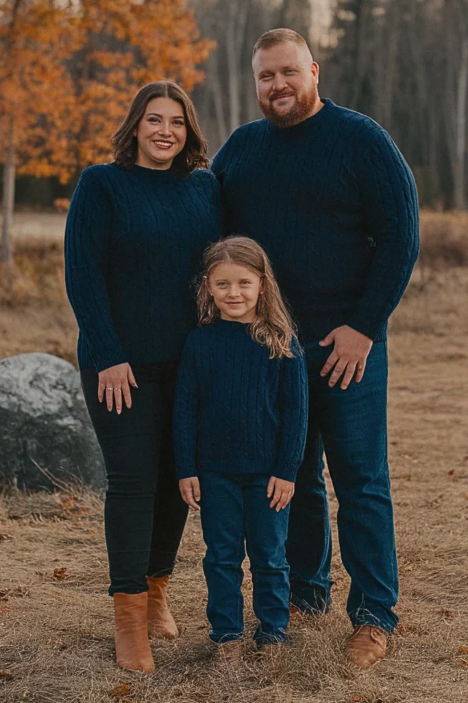 Plus Size Fall Navy Cable Knit Sweater Family Outfit