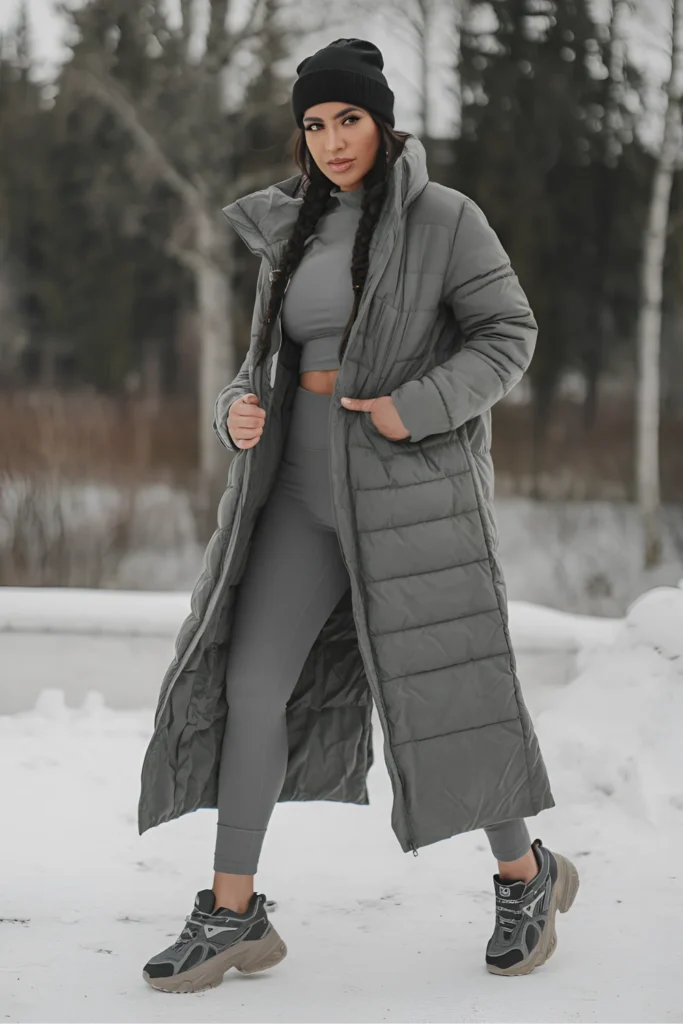 Winter longline puffer Coat Outfit