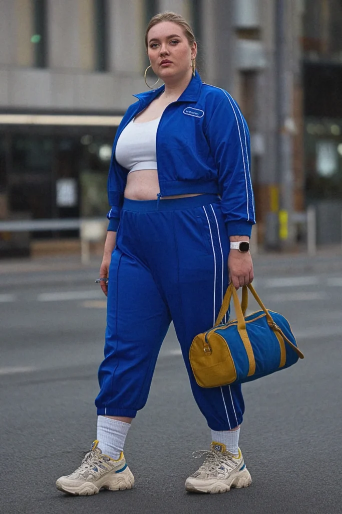 Plus Size Retro Athletic Streetwear Outfit