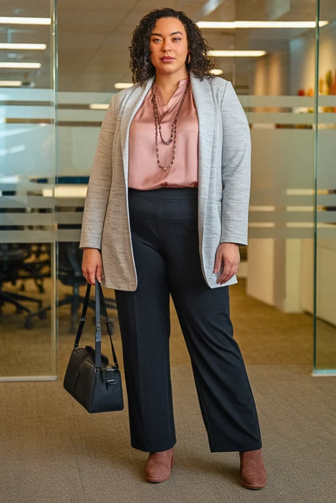 Plus Size Fall Ponte Pants Workwear Outfit