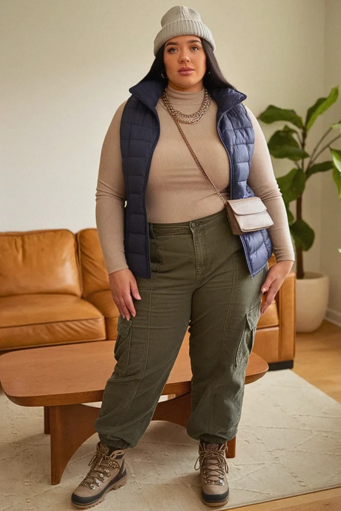 Plus Size Fall Puffer Vest Thermal Top Aesthetic Outfit