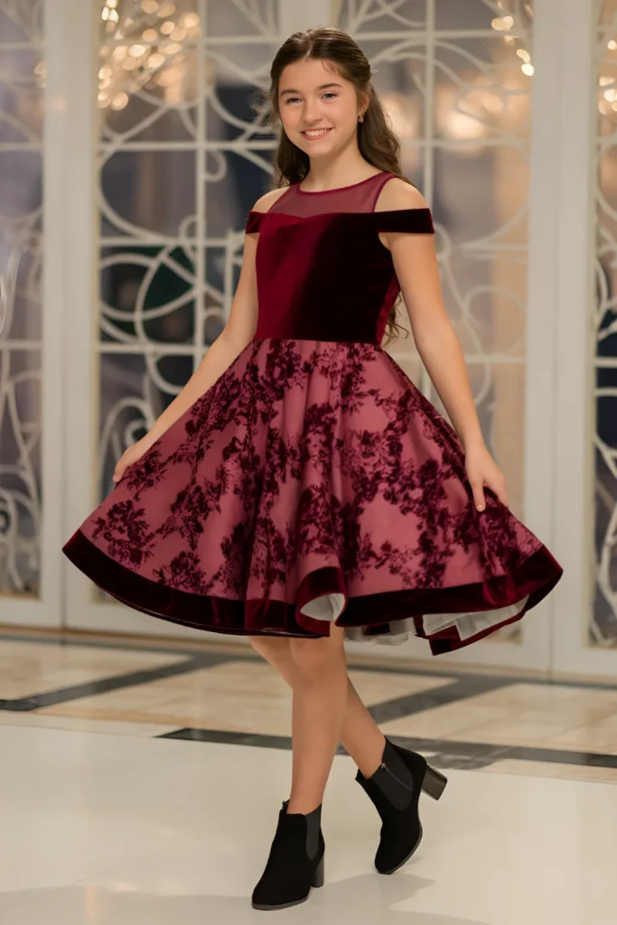 Middle School Winter Dance Burgundy Dress