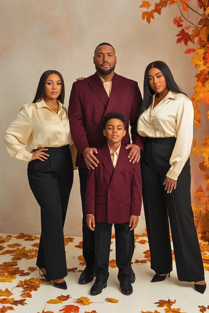 Plus Size Fall Wine Colored Blazer Family Outfit