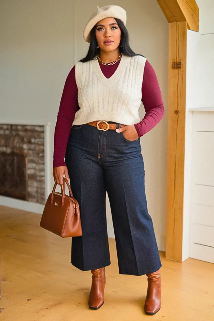 Plus Size Fall Cable Knit Sweater Vest Nashville Outfit