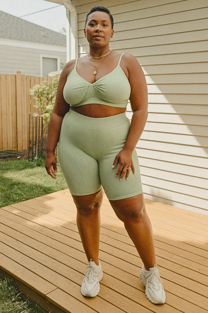Plus Size Ribbed Co-ord Summer Outfit