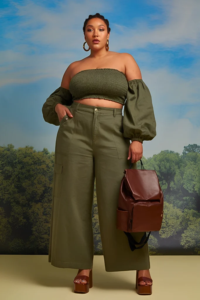 Plus Size Smocked Linen Utility Summer Outfit