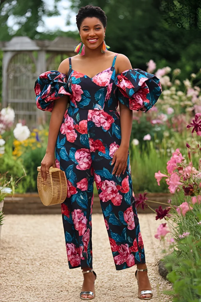 Floral Jumpsuit with Statement Sleeves