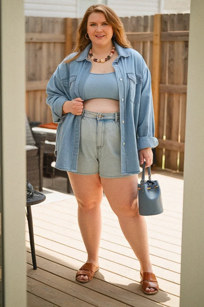 Plus Size Shacket Combo Summer Outfit